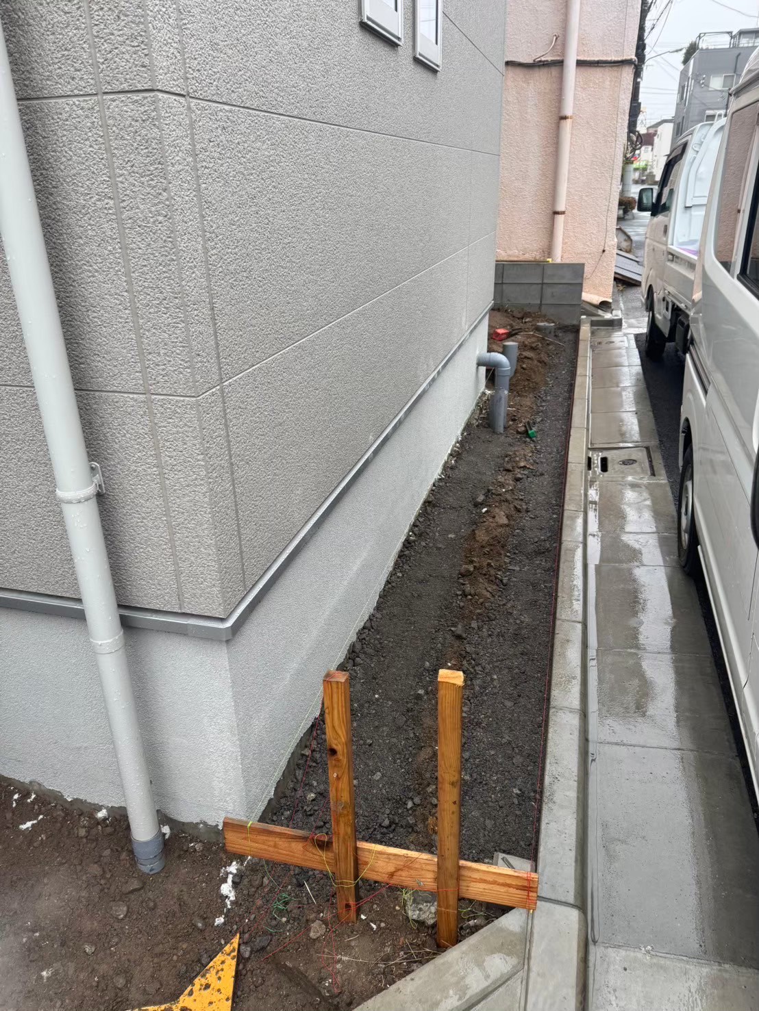 江戸川区 新築外構施工前｜花壇スペース（A号棟）